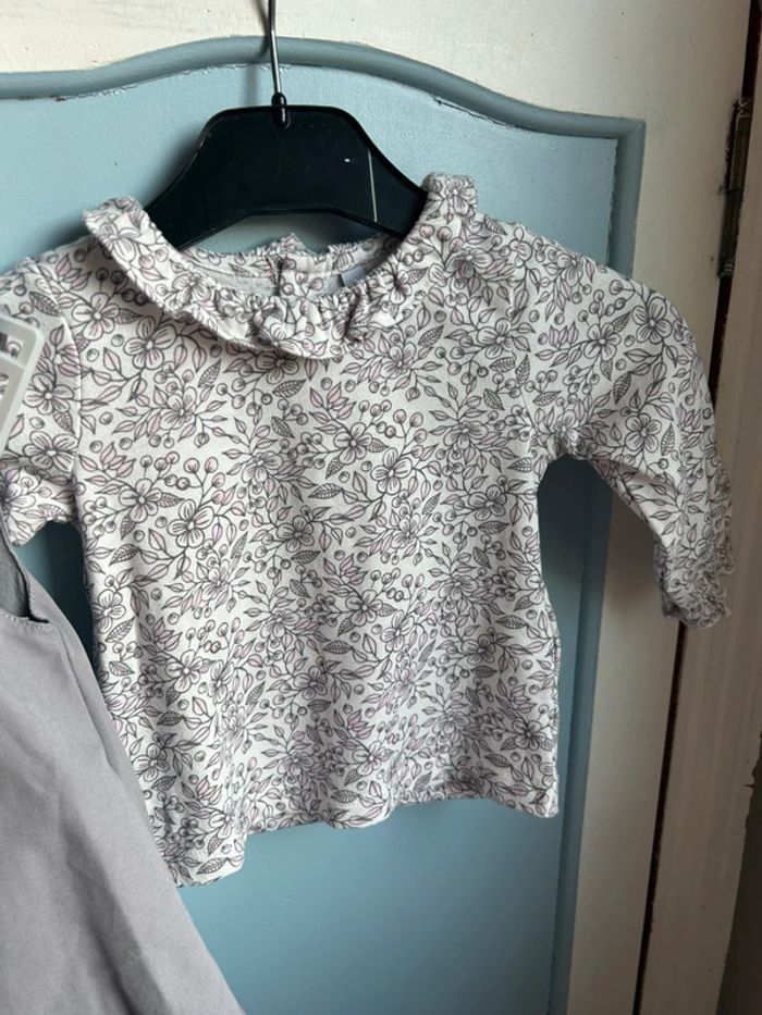 Ensemble tee shirt manches longues et robe mauve, 6 mois - photo numéro 6