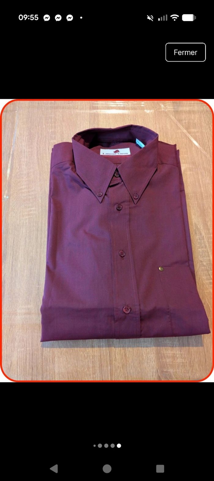 Chemise Laurent Cerrer - Bordeaux - T4 (XL) comme neuve - photo numéro 10