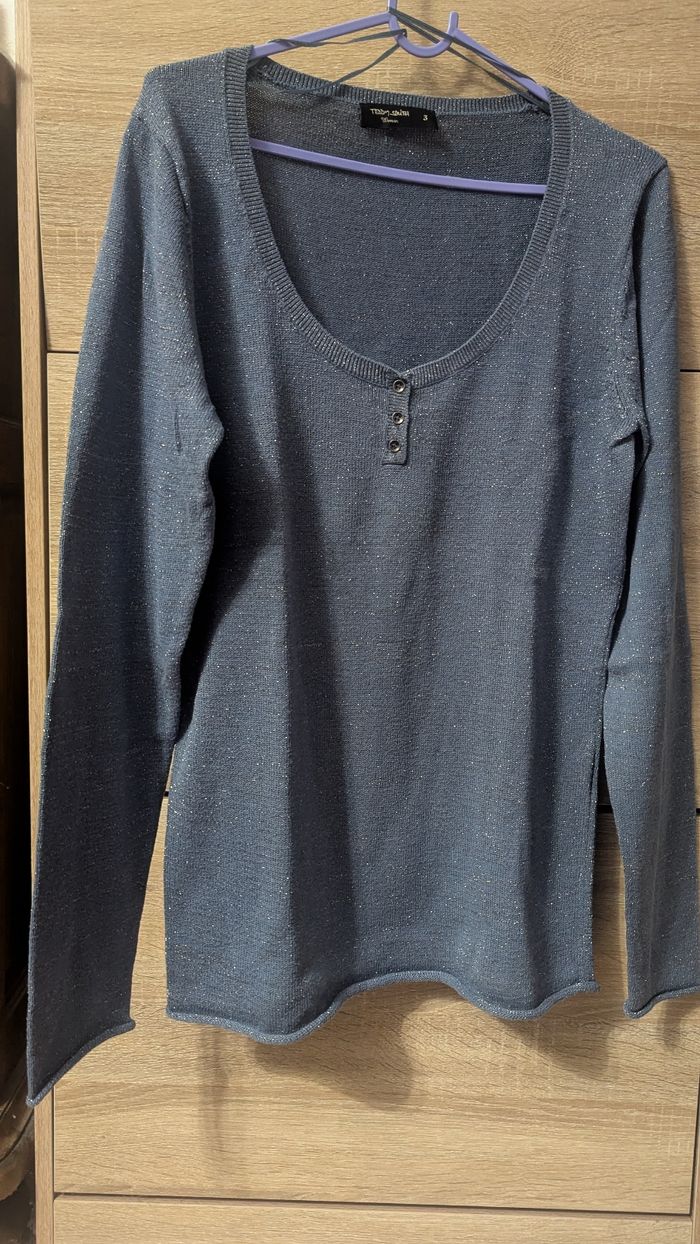 Pull paillettes bleu