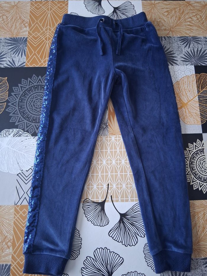 Ensemble de jogging fille bleu marine en velours 6 ans - photo numéro 8