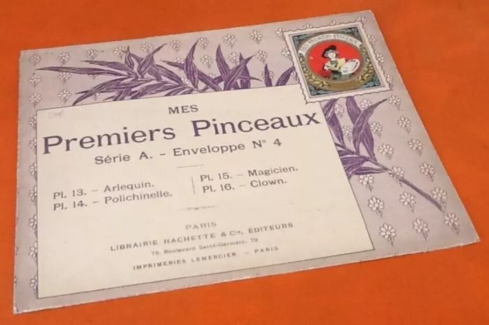 4 anciennes planches à dessin Mes premiers pinceaux Arlequin, Polichinelle, Magicien, Clown - photo numéro 8