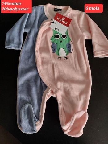 Grenouillère fille 6mois motif hibou