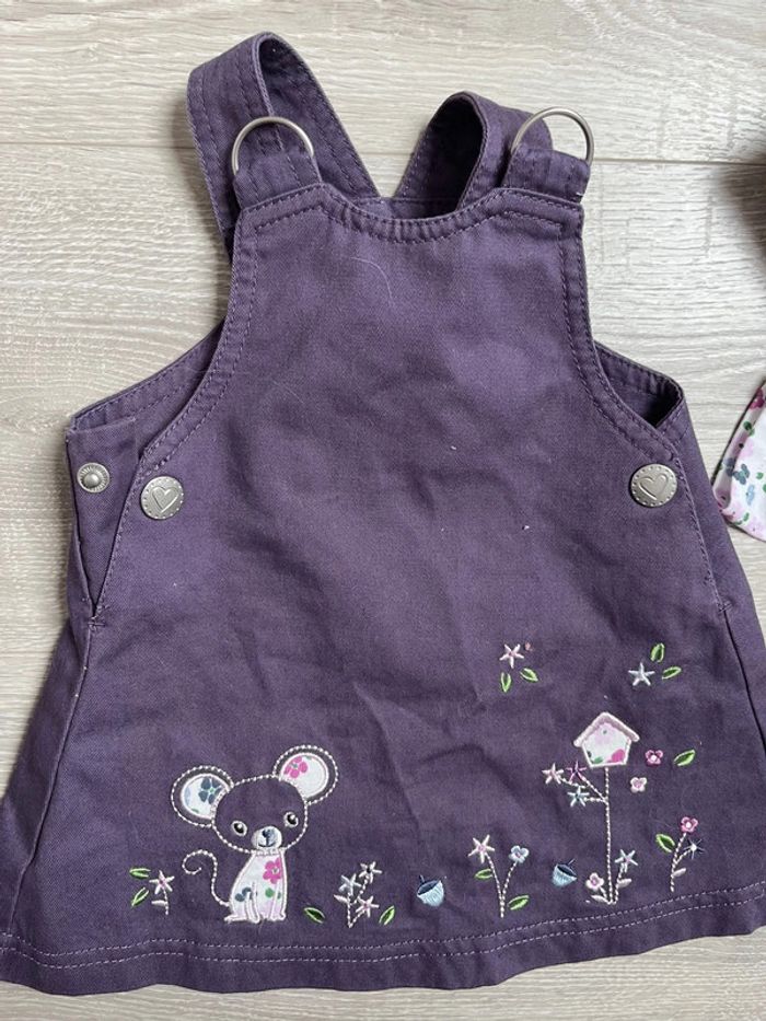 Ensemble robe tablier violet 3 mois - photo numéro 2