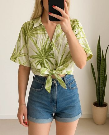 🌿 Blouse à nouer tropicale H&M - Taille S