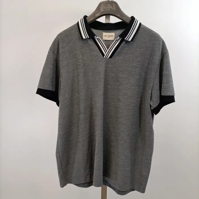 Polo gris homme Neuf - taille M/L col polo avec col V sans bouton A554