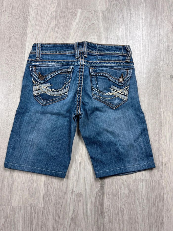 Short en jean vintage femme S – bleu avec poches brodées