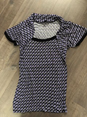 T shirt Etam imprimé géométrique taille 36 violet noir blanc