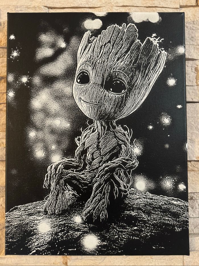 Tableau Baby Groot en toile 30x40cm – déco geek et mignonne - photo numéro 6