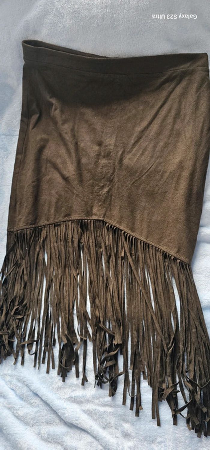 Jupe kaki Bershka frange taille M
