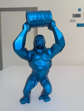 Grande sculpture statue Gorille Kong résine type Orlinski cadeau moderne pop art décoration bleu
