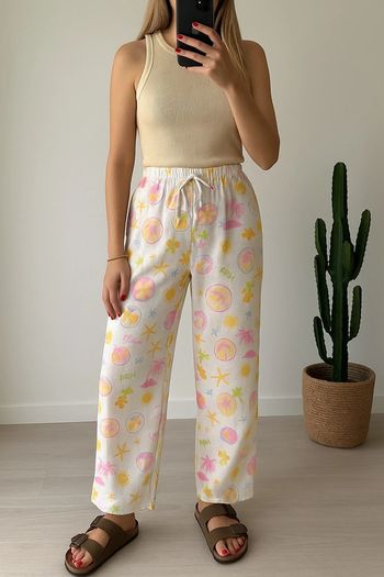 Pantalon jambes larges imprimé tropical Zara – Taille XS – Neuf