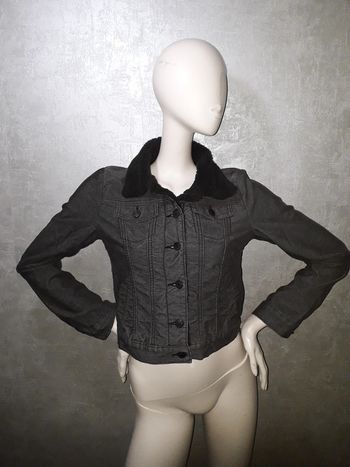 blouson noir en velours finement cotelé camaïeu taille 36