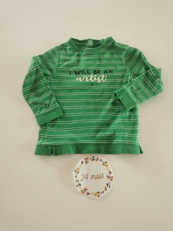 Lot de 2 t-shirts manches longues bébé garçon 24mois kiabi tbe - photo numéro 2