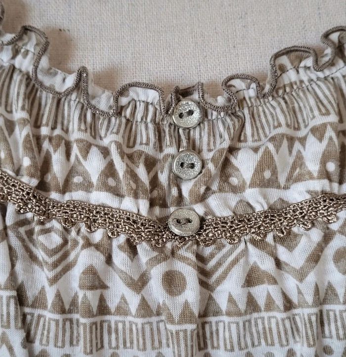 Blouse manches courtes à motifs aztèques écru et beige La Redoute Taille 42 - photo numéro 4