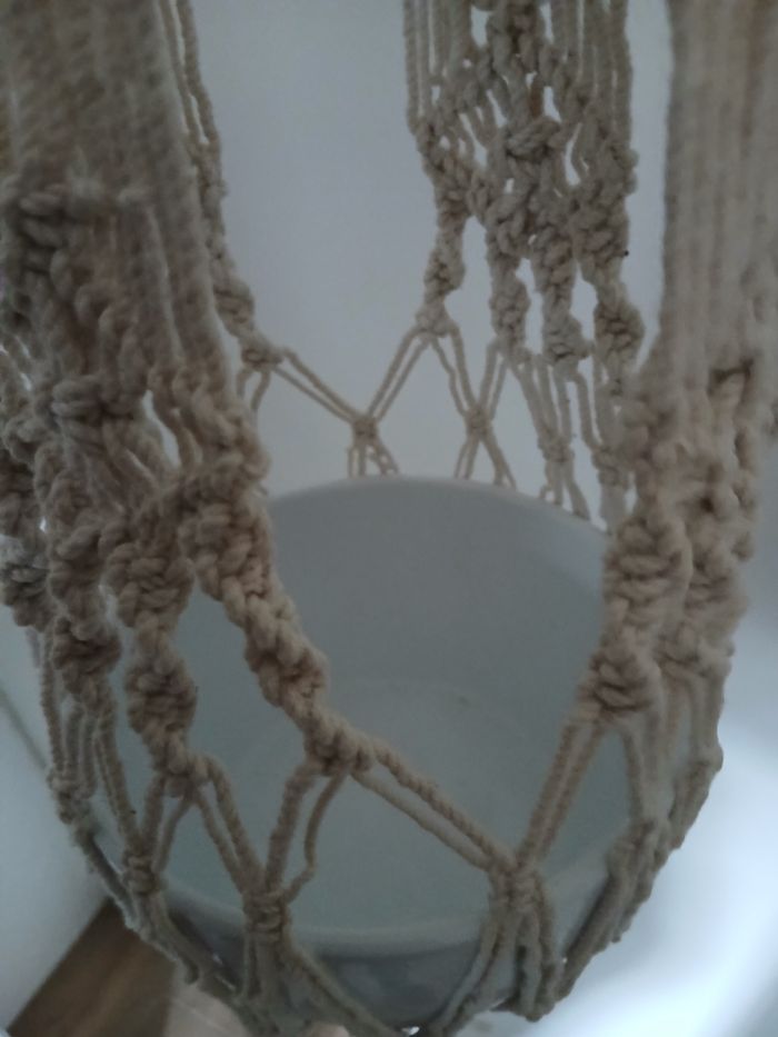 Suspension macramé pot de fleur en céramique - photo numéro 3