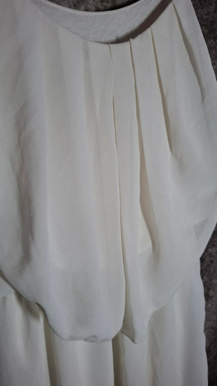 Robe crème fluide perles argentées - photo numéro 5