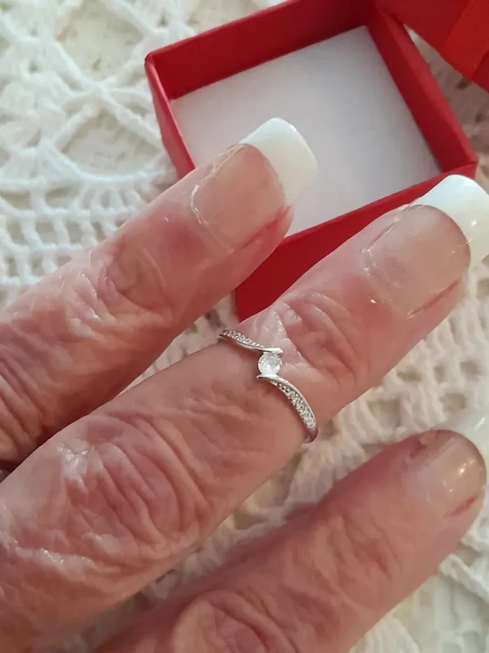 Bague fine, argent 925, avec zirconium et strass, taille 52 - photo numéro 9