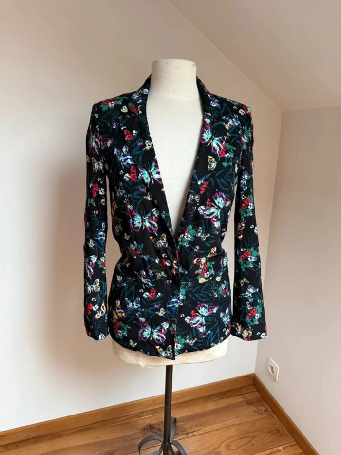 Superbe veste blazer Promod noire et fleurie 🌸