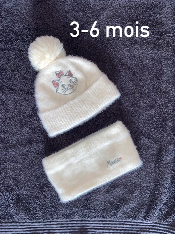 Ensemble bonnet + tour de cou Marie 3-6 mois