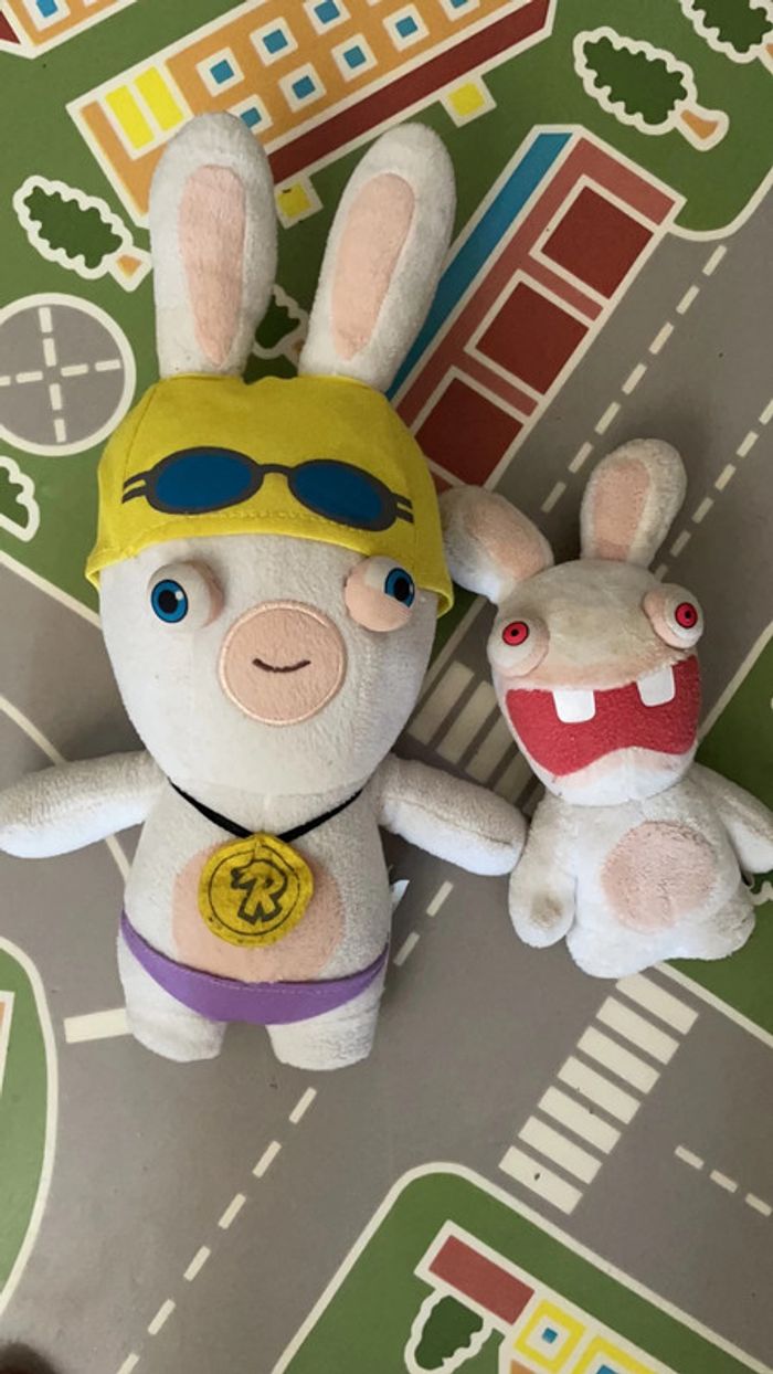 Lot de 2 peluches Lapin Cretin