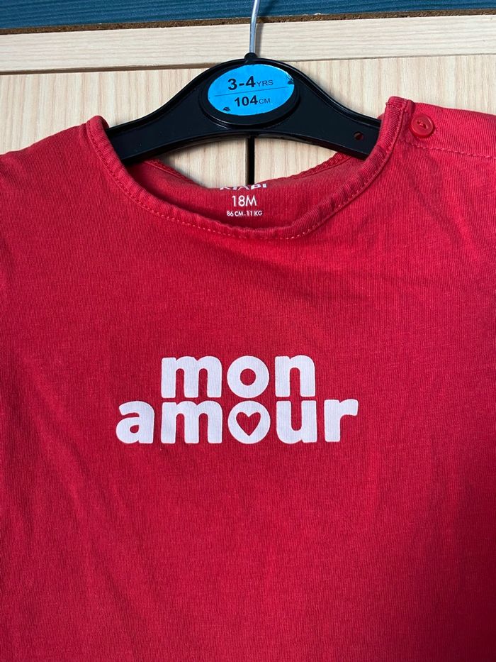 T-shirt « mon amour » Kiabi 18 mois - photo numéro 2