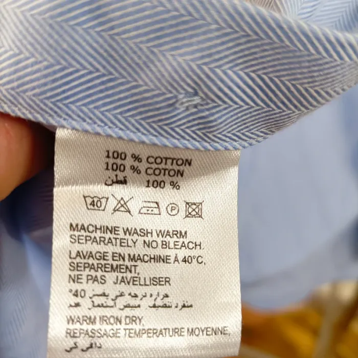 Chemise bleu ciel coton motif chevrons Café Coton Paris taille 40/41 A1302 - photo numéro 7