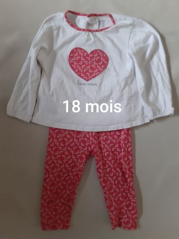 pyjama léger coton 2 pièces fille - cœur, fruits - obaïbi - 18 mois
