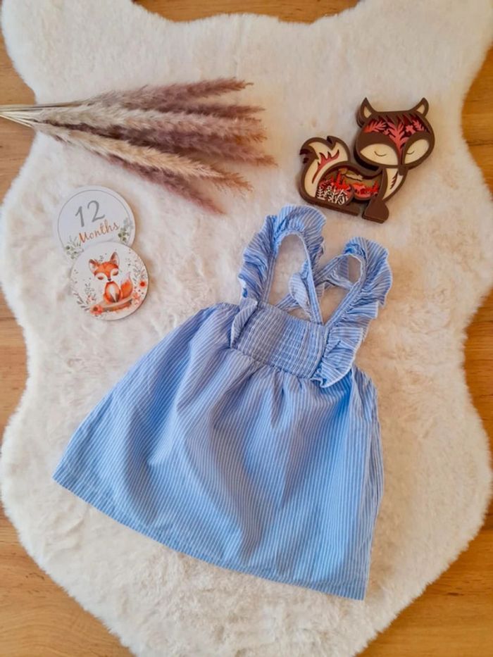 Robe été rayée à volants dos croisé 12 mois Kiabi