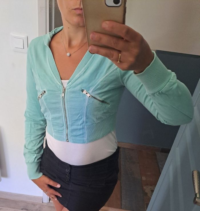 Veste courte femmes colorie menthe H&M taille 38 - photo numéro 3