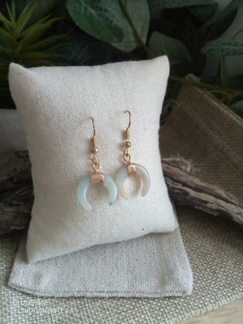 Boucles d'oreilles Amazonite, pierres naturelles taillées en lune