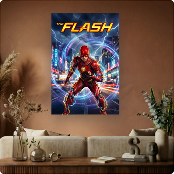 Affiche "The Flash" poster super-héros DC action vitesse déco murale A3 Sans cadre