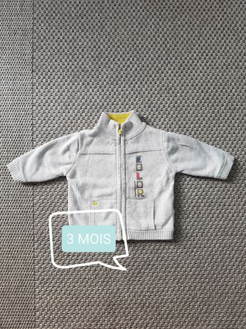 Gilet beige chiné garçon - 3 mois