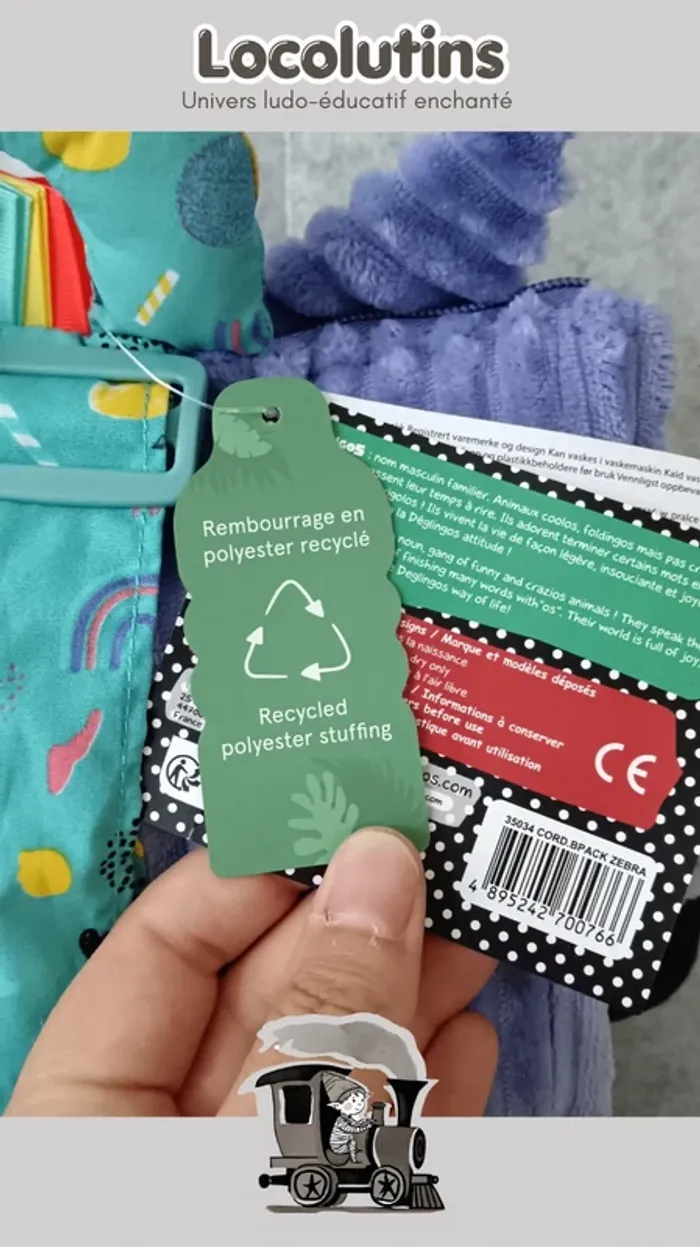 🚂 Sac à dos enfant Déglingos Kiprokos ▪ zèbre licorne violet turquoise - photo numéro 6