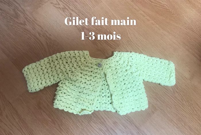 Gilet 1-3 mois fait main