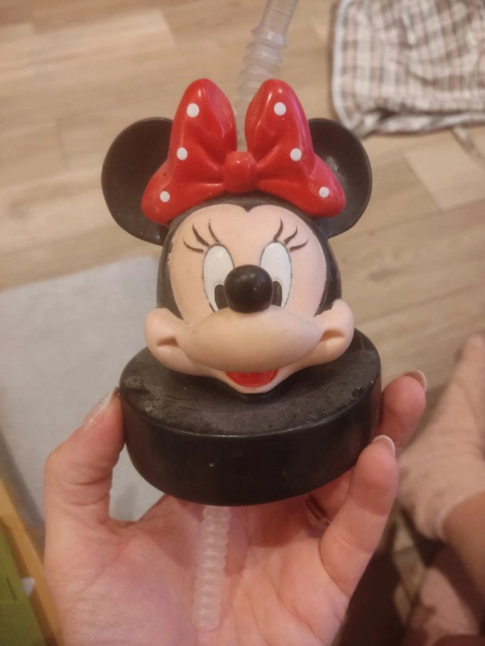 Dessus de gobelet Disney Minnie avec paille vintage