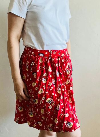 Jupe évasée courte rouge à fleur New Look 42 #EmmaLilleL42