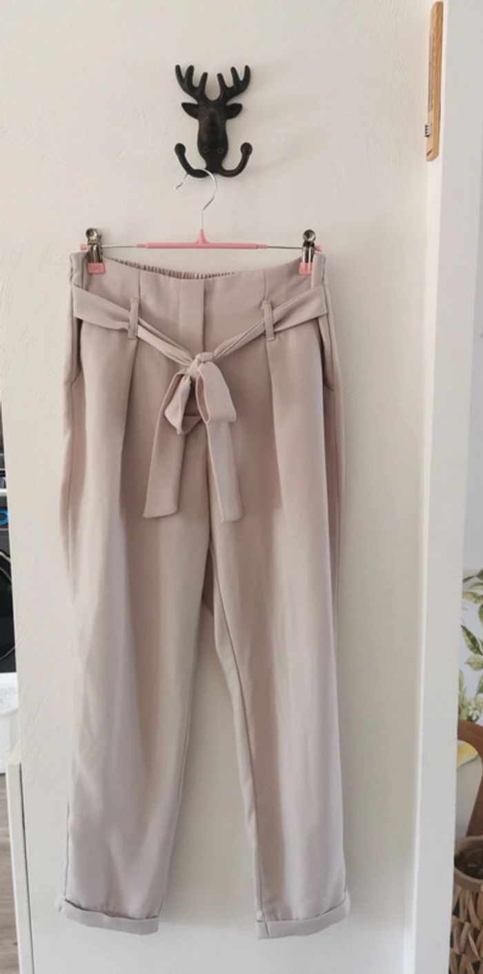 Pantalon 7/8 chino avec ceinture nouée beige - Lefties