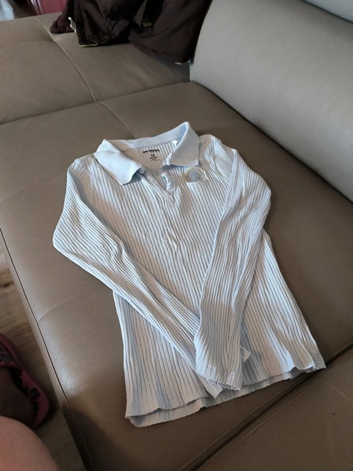 T shirt manches longues bleu ciel 10ans - photo numéro 3