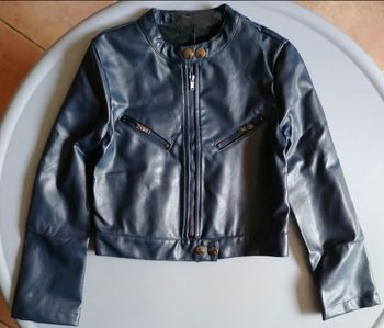 Veste simili cuir bleu pétrole 7ans