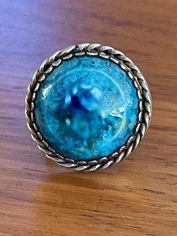 Grosse bague cabochon en argent étranger TDD 52