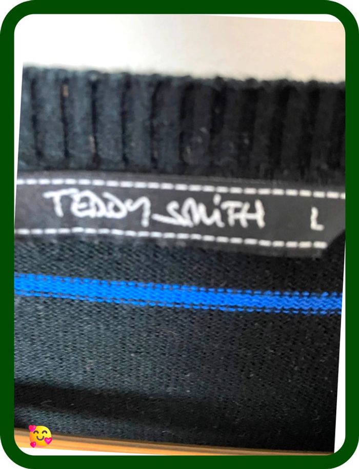 Pull Teddy Smith – Taille L – Noir avec rayures bleues – Homme - photo numéro 2