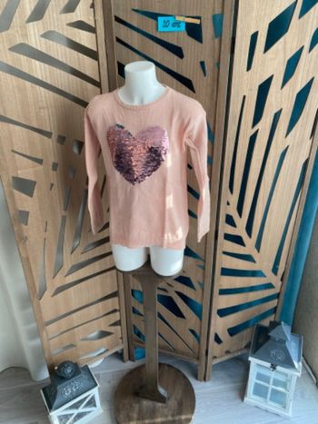 Pull fin fille 10ans à sequins réversibles