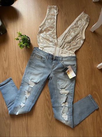 Jean taille basse destroy bleu clair Only T28/32 neuf 👖