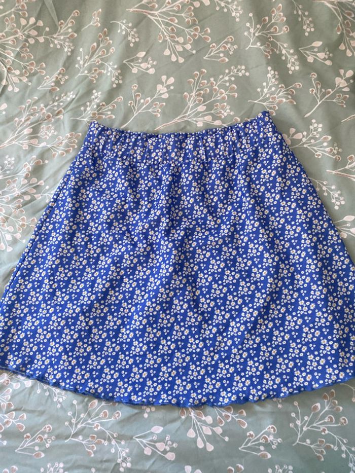 Jupe bleu à fleur taille S - photo numéro 2