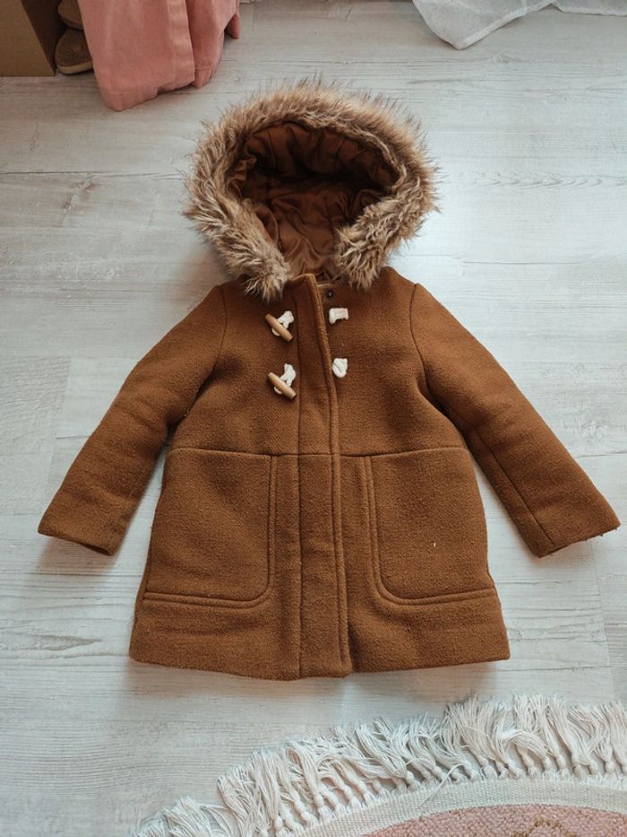 Duffle-coat à capuche en drap de laine fille 3 ans