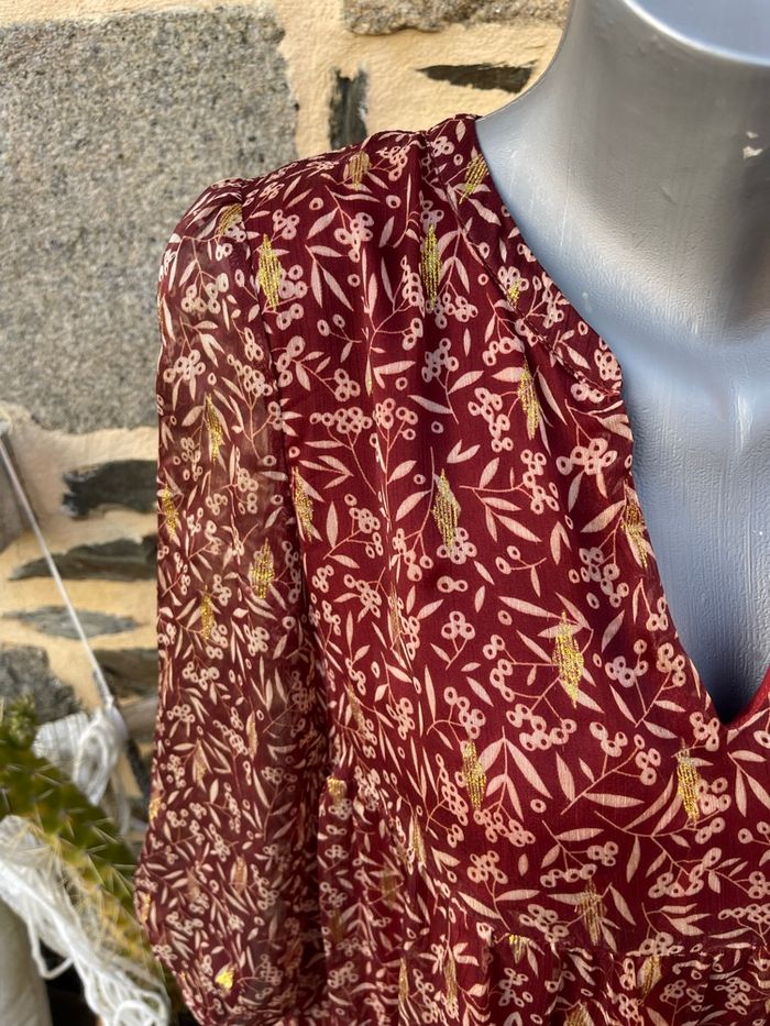 Robe courte en voile bordeaux - - photo numéro 3