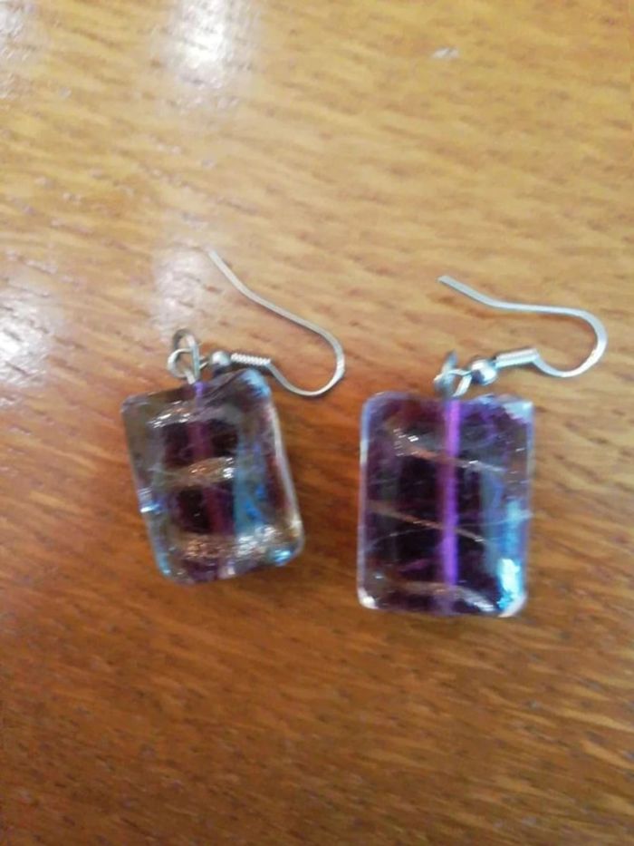 Boucles  d'oreilles tablette  chocolat  pailleté - photo numéro 7
