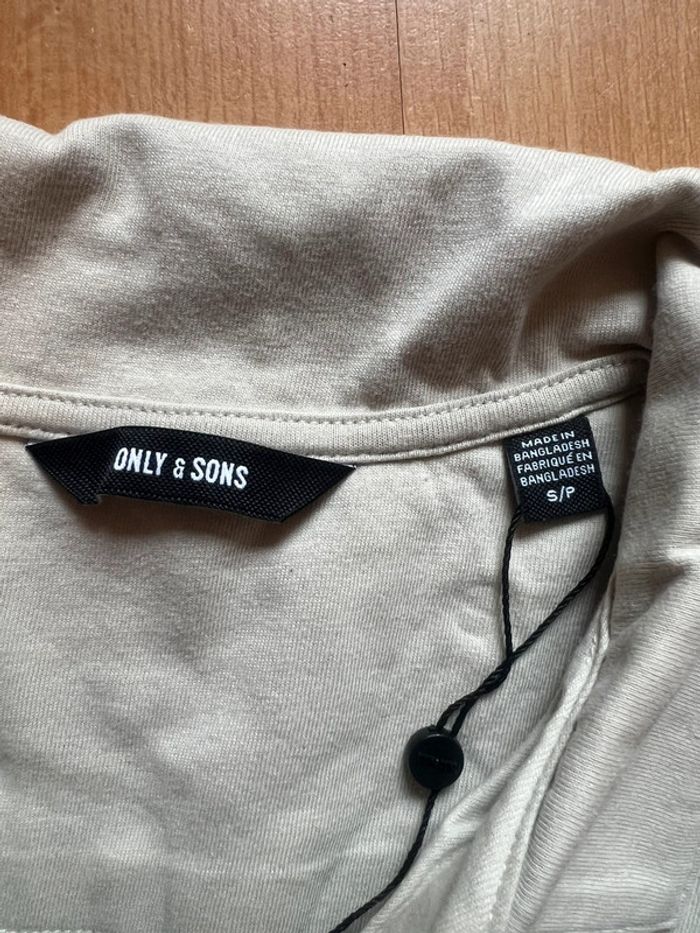 Tee shirt polo Only & Sons homme beige taille S - photo numéro 3