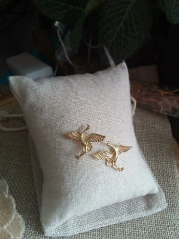 Boucles d'oreilles grues dorées