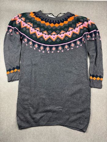 Pull long vintage à motif coogi style gris Noël